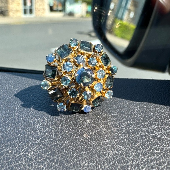 10k Victorian Blue Sapphire Cocktail Ring - Picture 11 of 11